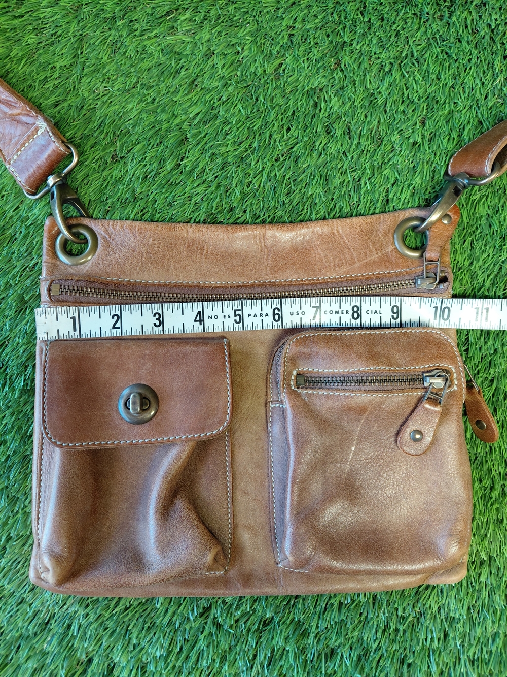 Roots Brown Leather Villager Tribe Crossbody Bag Satchel Brown Made In Canadá - Picture 10 of 15